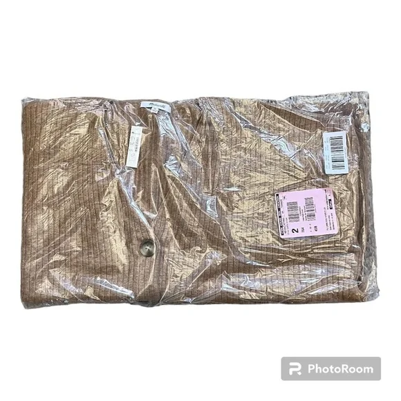 Madewell Cameron Ribbed Cardigan Sweater in Coziest Yarn Heather Toffee 4X NEW - Picture 7 of 7